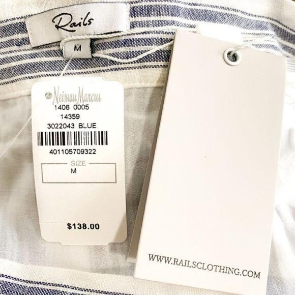 NWT Rails Ruby Striped Mini Ruffle Wrap Skirt Size M, Blue, white - Picture 8 of 11